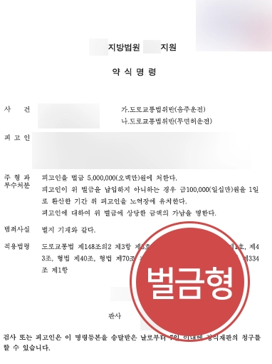 [음주운전형량 벌금형] 음주 초범 경미한 벌금형 방어 성공