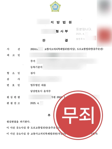 음주운전형량 | 위드마크 공식 오류 입증해 무죄 선고