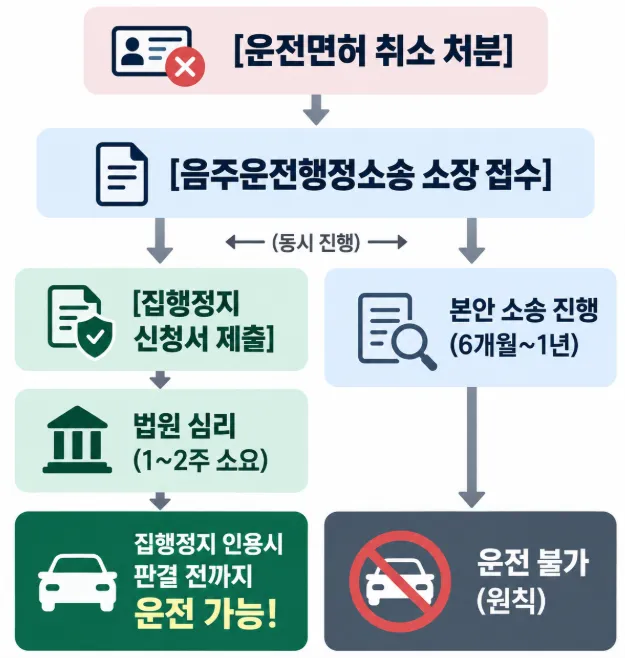 음주운전행정소송과 함께 집행정지 신청해 판결 전까지 운전 가능