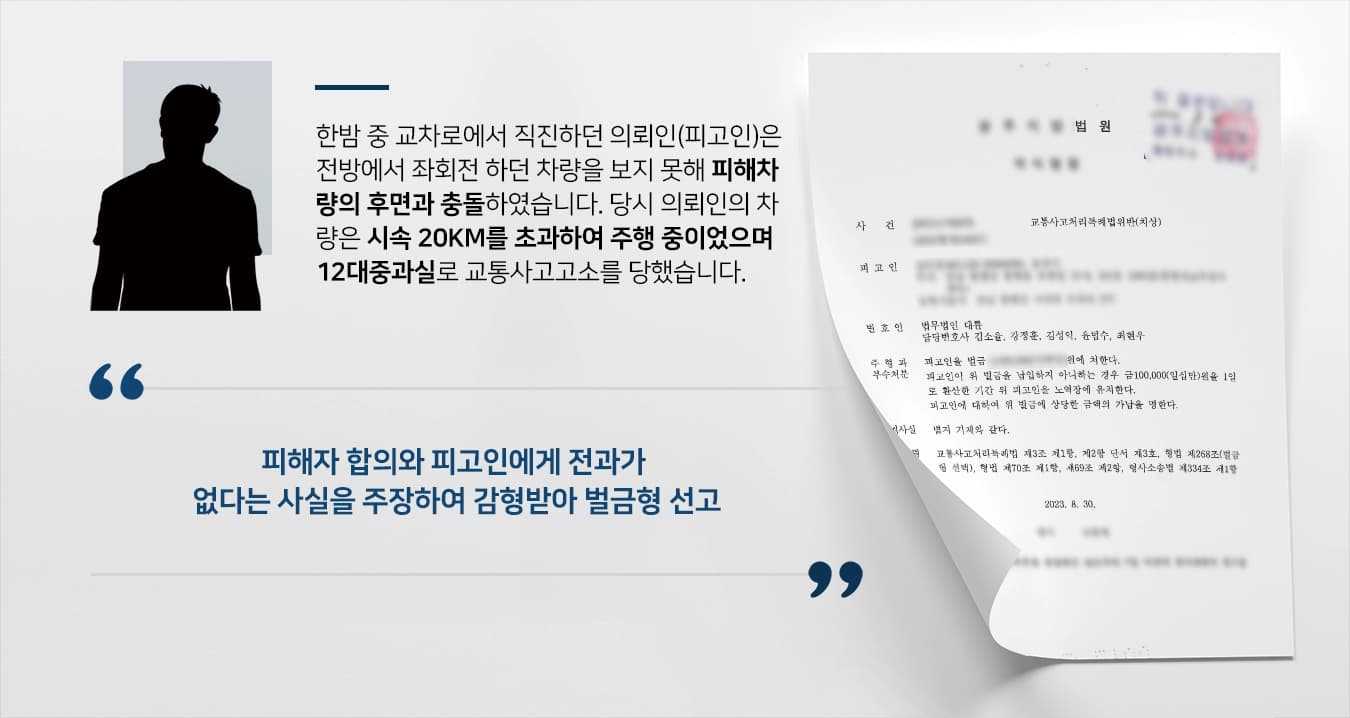 [교통사고고소 변호] 교통사고고소 당한 의뢰인 조력한 교통사고전문변호사  