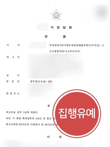 [도주치상죄, 사고후미조치 집행유예] 교통사고변호사, 피해자와 합의 못한 상태에서도 실형을 면함