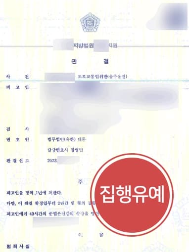 [음주운전사고처벌 실형 방어 성공] 무면허운전, 음주운전 등 동종 전력 다수 있었으나 집행유예