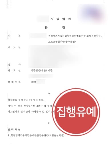 [음주운전사고처벌 실형 방어] 교통사고변호사, 중앙선 침범 사고 낸 의뢰인 조력 집행유예받음