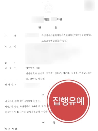 [교통사고소송 사례] 혈중알코올농도 0.1% 초과 정차한 차량 교통사고 형사변호사 집행유예 받아내