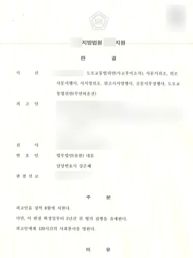 [무면허운전 집행유예] 형사변호사, 운전면허도용 무면허운전 집행유예 판결 성공 