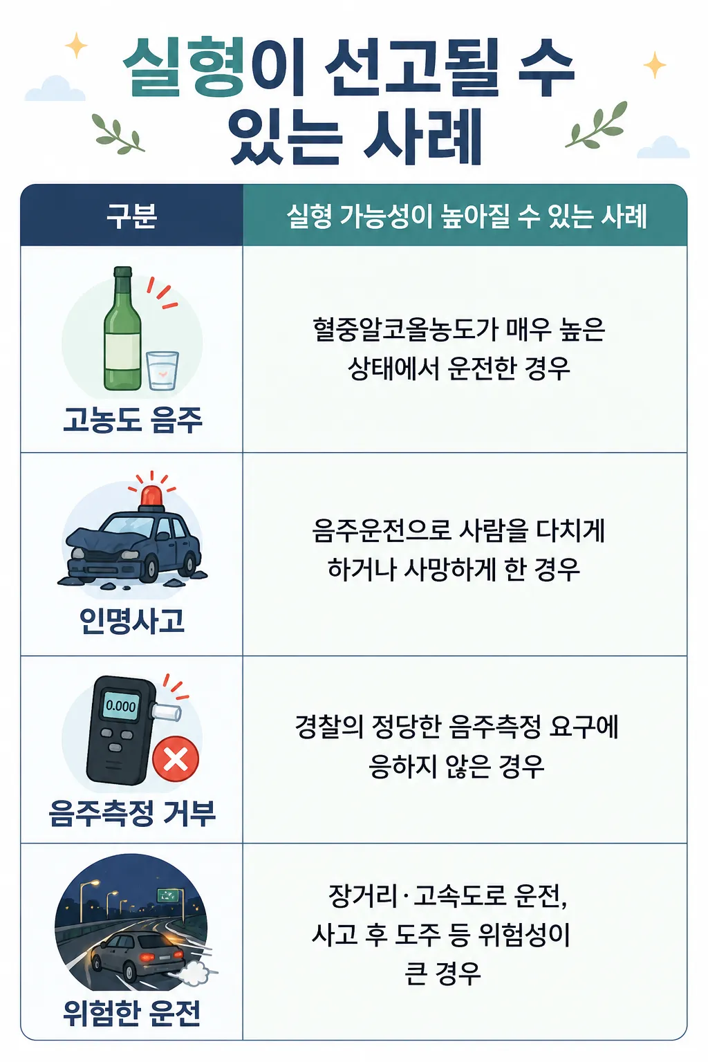 음주운전실형이 선고될 수 있는 사례 정리
