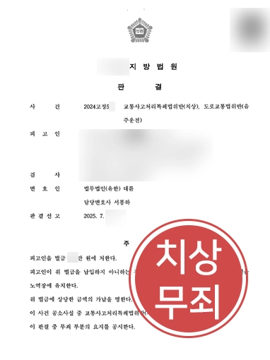 교통사고처리특례법위반 | 피해자 2명 치상 혐의, 무죄 판결